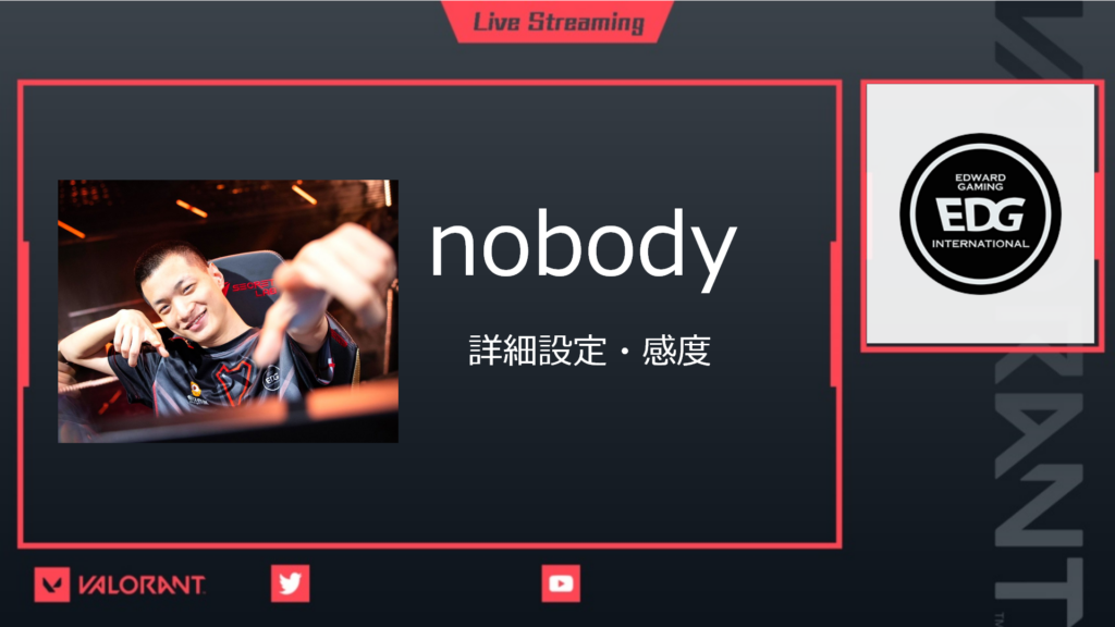 VALORANT】nobody(ノーバディー) /EDG/使用デバイス/クロスヘア/感度